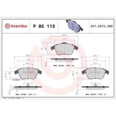 Afbeelding van Brembo Remblokset P 85 113X