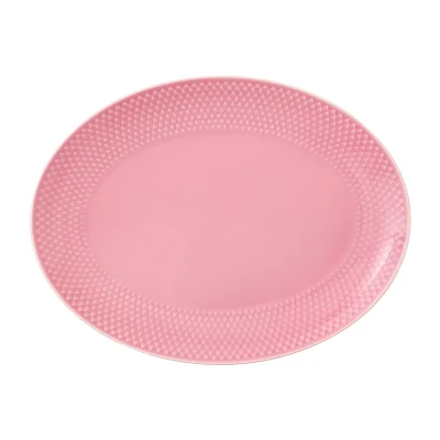 Afbeelding van Lyngby Porcelæn Rhombe ovale serveerschaal 21,5x28,5 cm Roze