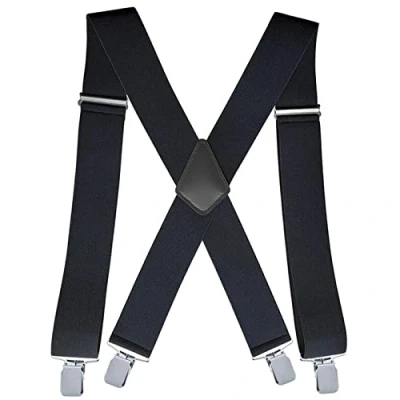 Afbeelding van Bretels Heren,Herenbretels,X vorm Herenbretels met 4 Sterke Metalen Clips, 5 cm Brede Heavy duty Bretels,verstelbaar en Elastisch,Geschikt voor Mannen Vrouwen een Lengte van 1,96 Meter Minder