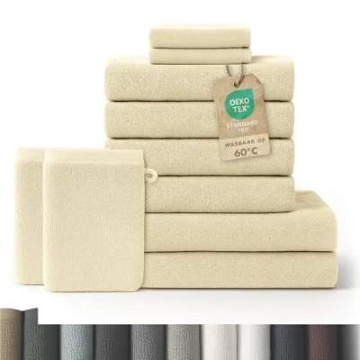 Afbeelding van Blumtal Terry Handdoeken Set 2 x Baddoek &amp; 4 Handdoek Gasten Handdoekje Washandje: Zand