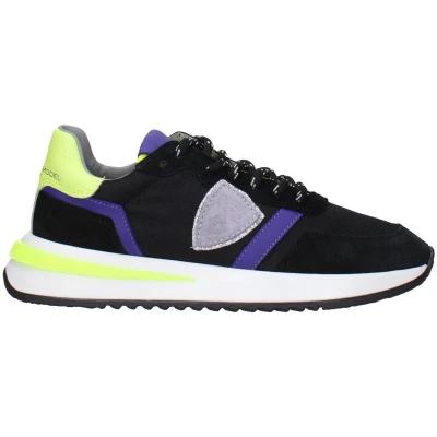 Afbeelding van Vintage Effect Fabric Sneakers with Front and Back Logo Wo Black