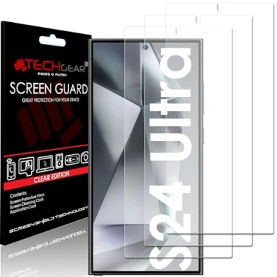 Afbeelding van TECHGEAR Schermbeschermers [3 stuks] Compatibel met Samsung Galaxy S24 Ultra, CLEAR LCD Screen Protectors Cover Guards