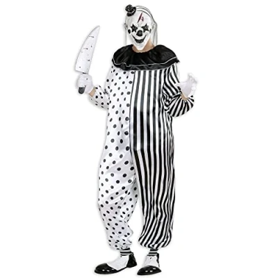 Afbeelding van Widmann Monster &amp; Griezel Kostuum Killer Pierrot Slager Clown Man Zwart / Wit Medium Halloween Verkleedkleding