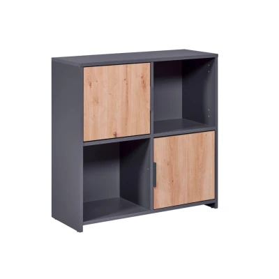 Afbeelding van Pepeto wandkast 2 deuren, planken grijs, Artisan eik decor.