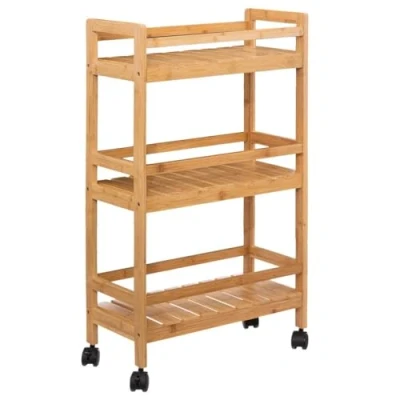Afbeelding van 5Five Keukentrolley bruin bamboe hout 80 x 45 22 cm keukenkast Opberg trolley