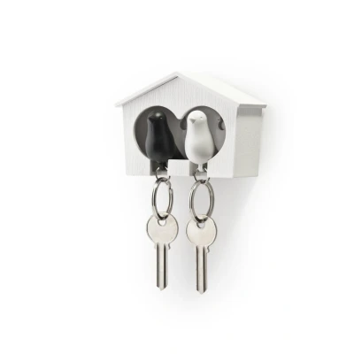 Afbeelding van Sparrow Keyring The Couple Witte En Zwarte Vogel van Qualy