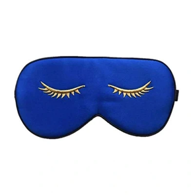 Afbeelding van townssilk Zijden slaapmasker met verstelbare riem, comfortabel en super zacht oogmasker ultieme slaaphulp RoyalBlue patroon4