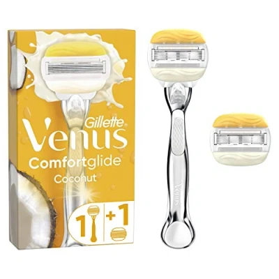 Afbeelding van Venus Deluxe Comfortglide scheerapparaat voor dames, kokosnoot, zachte scheerbeurt, 1 x + extra lemmet [officieel]