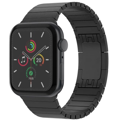 Afbeelding van Apple Watch bandje Staal Zwart Geschikt voor Series1/2/3/4/5/6/7/8/9/10/SE (38/40/41 mm) Series 10 (42