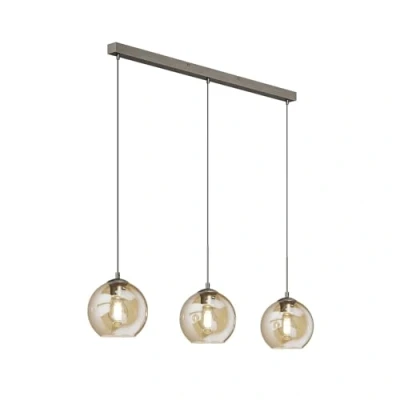 Afbeelding van Lindby hanglamp 3 lichts Ijzer, glas H: 20 cm E27 amber, oud messing
