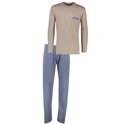 Afbeelding van Schiesser Heren pyjama lange nachtkleding set pyjamaset, Bruinggrijs 180262, 25