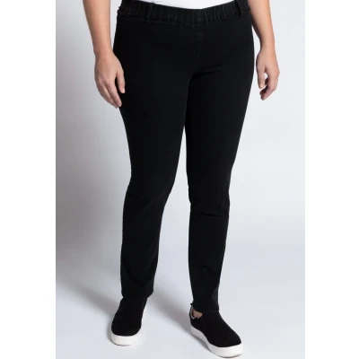 Afbeelding van Ulla Popken Dames jeggings denim, Sienna broek, zwart, 61W / 32L