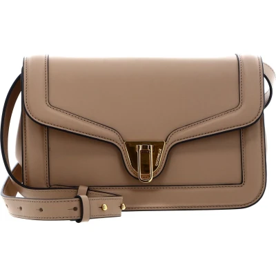 Afbeelding van COCCINELLE Leren Schoudertas Avondtas Marvin Twist Smooth Handbag Toasted Beige