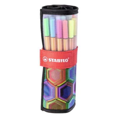 Afbeelding van Fineliner STABILO point 88/25 Arty rollerset zwart fijn assorti etui à 25 stuks