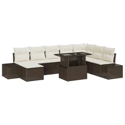 Afbeelding van vidaXL Tuin Sofa Set van 9 Beige en Bruin