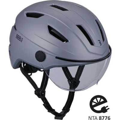Afbeelding van BBB Cycling Move Faceshield Transparant E bike Helm Speed Pedelec Elektrische Fiets Snorfiets Mat Grijs Maat L BHE 57