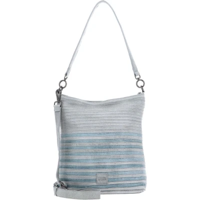 Afbeelding van FREDsBRUDER Leren Schoudertas Good Mood Hobo Bag Stone &amp; Blue Lichtblauw