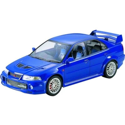Afbeelding van TAMIYA 24213 1:24 Mitsubishi Lancer Evolution VI getrouwe replica, modelbouw, kunststof kit, hobby, lijmen, modelbouwdoos, montage, onbeschilderd, veelkleurig