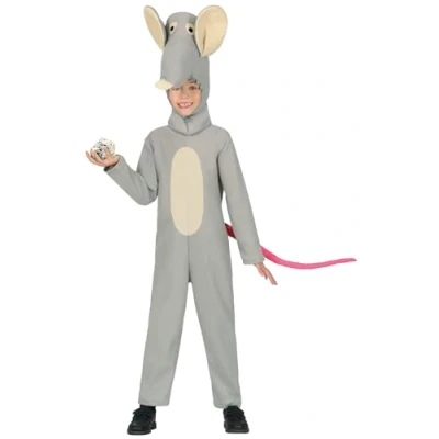 Afbeelding van Fiestas Guirca Verkleed dierenpak muis grijs 2 delig Carnaval kostuum voor kinderen 140/152