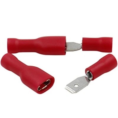 Afbeelding van Heschen Mannelijk/Vrouwelijke Quick Disconnects Vinyl Volledig Geïsoleerde 4,8 x 0,5 mm Kabel Terminal voor 0.5 1.5mm² (22 16 AWG) Rood 100Pack