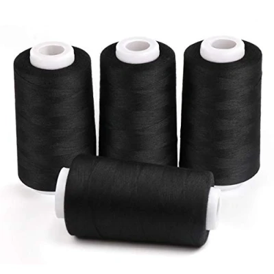 Afbeelding van Polyester Naaiende Draden,ilauke 4 Kegels Naaigaren 40/2 Elk 3000 Yards (2743 Meter) Garen voor Naaien, Auilten, Patchwork, Serger en Overlock Alle Doeleinden Naaien(Zwart)