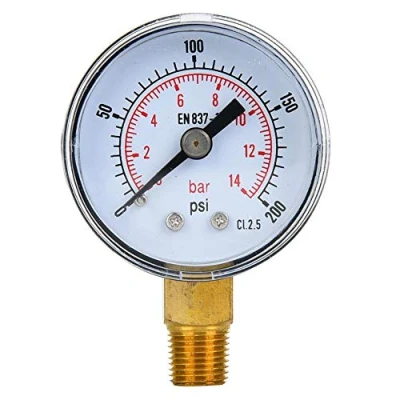 Afbeelding van Mechanische Drukmeter, 1/8“ BSPT Manometer voor Luchtolie en Water (0 200psi, 0 14bar)