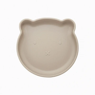 Afbeelding van Dutsi Beertje Serie Siliconen Babybord met Ontwerp 18 cm BPA Vrij Taupe