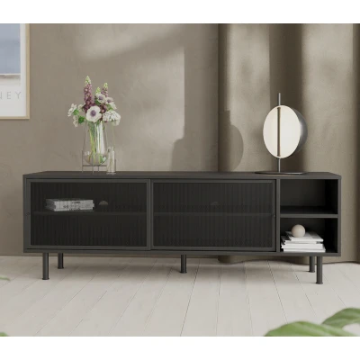 Afbeelding van Nordic Home Sadie tv meubel 160 cm zwart Metaal