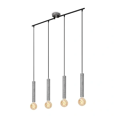 Afbeelding van BRILONER Hanglamp retro, hanglamp, vintage, eetkamerlamp, E27 fitting, Zilver Crafted, 850x100x1100 mm (LxBxH)