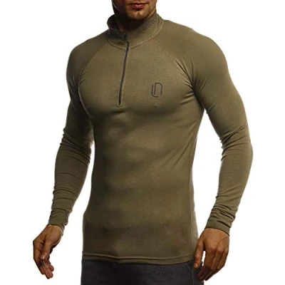 Afbeelding van LEIF NELSON Sport T shirt heren fitness training ronde hals LN 8282 Medium