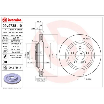 Afbeelding van Brembo Remschijf 09.9738.11