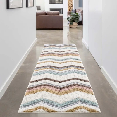 Afbeelding van Vloerkleed Focus Molly Hoogpolig Fluffy Scandinavisch Multi Rechthoek Polypropyleen 80x300 cm