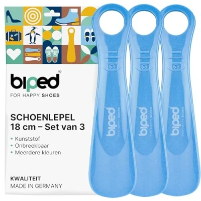 Afbeelding van biped set van 3 schoenlepels kunststof 18 cm schoenlepel Duitse productie z1570(lichtblauw)
