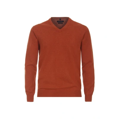 Afbeelding van Casa Moda Pullover V Hals Oranje maat 5XL Heren met Regular fit Pasvorm Katoen Suitable Herenkleding