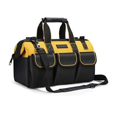 Afbeelding van 7E TRADING 17 inch gereedschapstas organizer, 36 x 25 cm gereedschapstas, muti purpose brede open mond tool opbergtas met verstelbare schouderriem organizer voor thuis doe het zelf en apparatuur opslag