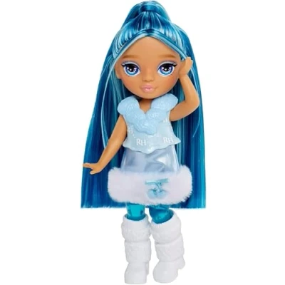Afbeelding van Rainbow High Littles Fantasy elfjes en diertje Sapphire, kleine, poseerbare, blauwe pop van 14 cm fantasiehond met verwisselbare elfenvleugels. Cadeau voor kinderen 4+ jaar