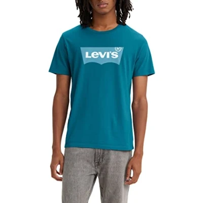 Afbeelding van Levi&#039;s Graphic Crewneck TEE Tshirt print, Heren, Maat: XS, Core ocean
