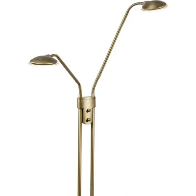 Afbeelding van QAZQA Moderne vloerlamp brons met leeslamp incl. LED Eva