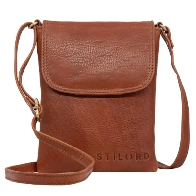 Afbeelding van STILORD &#039;Ellis&#039; Crossbody telefoontas lederen schoudertas kleine case voor Smartphone en portemonnee Cross Over tas XS Echt Vintage Leer, Kleur:texas bruin