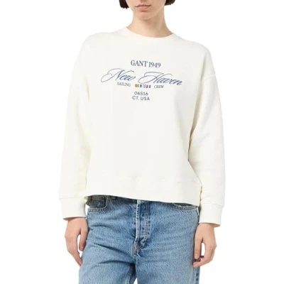 Afbeelding van GANT Graphic Sweater, Dames, Maat: Large, Eggshell