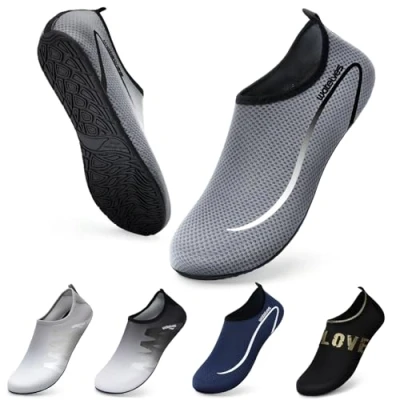 Afbeelding van Waterschoenen Duikschoenen Badschoenen Dame Heren Antislip Superlicht Snel Drogen Surfen Strand Zwembad Uniseks（Linie Grau 44/45）
