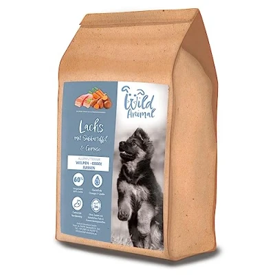 Afbeelding van Wild Animal Whelp Premium Maxi Hondenvoer, droogvoer, zalm met schelvis, blauwe wijting, zoete aardappel en asperges, graanvrij, 1 x 2 kg