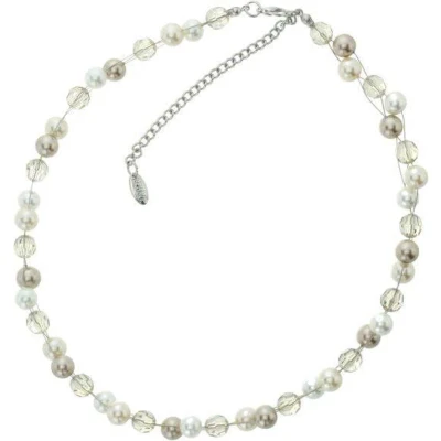 Afbeelding van Behave Korte ketting metaal, 3rijen glasparels 42cm lengte + verlengketting