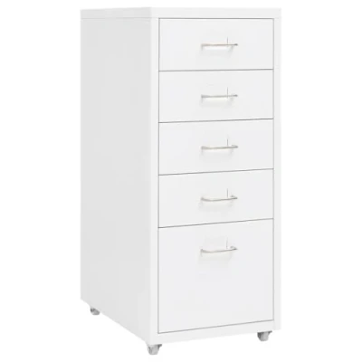 Afbeelding van vidaXL Ladeblok verrijdbaar 28x41x69 cm metaal wit, ladenblok, ladeblok, verrijdbare ladekast, ladenblokken, ladeblokken
