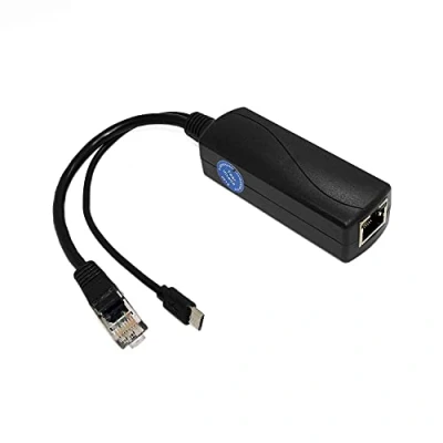Afbeelding van Gigabit Micro USB PoE Splitter 5V 3A, IEEE 802.3af/at Standard 10/100/1000Mbps voor Raspberry Pi 3B, Tablets, Dropcam Power Over Ethernet Adapter (USB0503G Zwart)