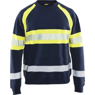 Afbeelding van Blaklader Sweater High Vis 3359 1158 Marine/High Geel 6XL
