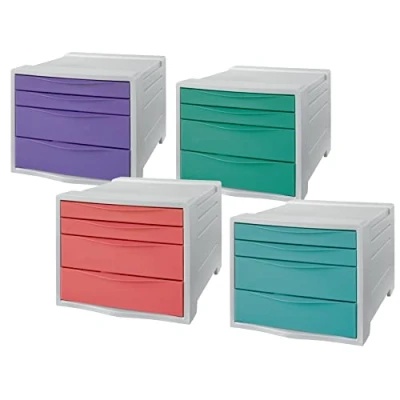 Afbeelding van Esselte Ladenblok, Organiser met 4 Laden Voor Bureau, Papieren en Kantoorbenodigdheden, Thuis op Kantoor, Reliëfpatroon, Colour&#039;Breeze Assortiment, Diverse Kleuren, 626286