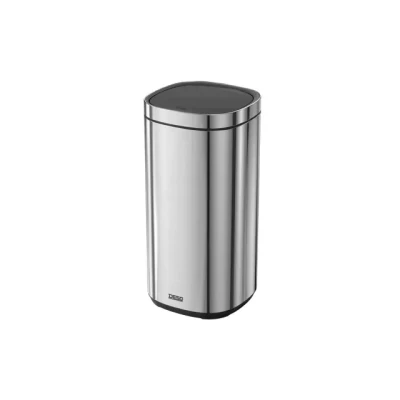 Afbeelding van DESQ® Prullenbak 30 liter Touch afvalbak Onzichtbare afvalzakbevestiging RVS Binnenemmer Softclose Dutch Design Zilver