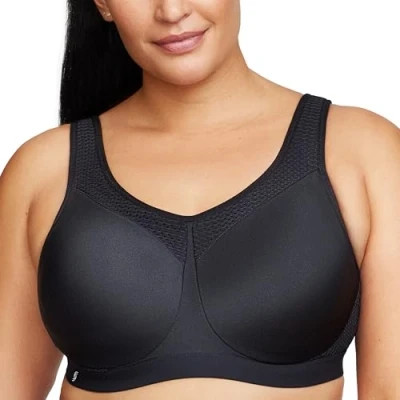 Afbeelding van Glamorise High Impact Underwire Sport Vrouwen Volledige Dekking BH, Zwart, 105J