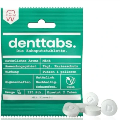 Afbeelding van Denttabs Tandpasta Tabletten Met Fluor Mint